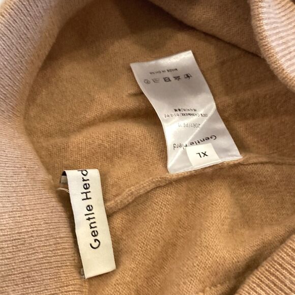 Gentle Herd 100% cashmere camel tan drawstring jogger pants with pockets size XL - Picture 8 of 9